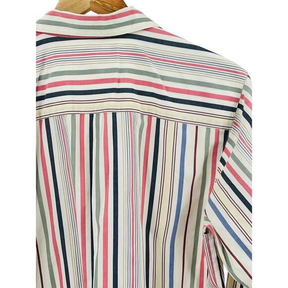Talbots Shirt Women’s Size Small Colorful Striped Blouse Business‎ Work Casual - Picture 8 of 9